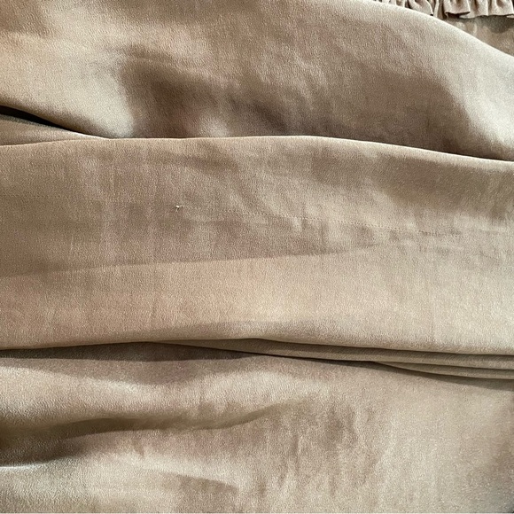 RUFFLE SATIN CROP LONG SLEEVE TOP IN CARAMEL SMALL - Picture 6 of 10